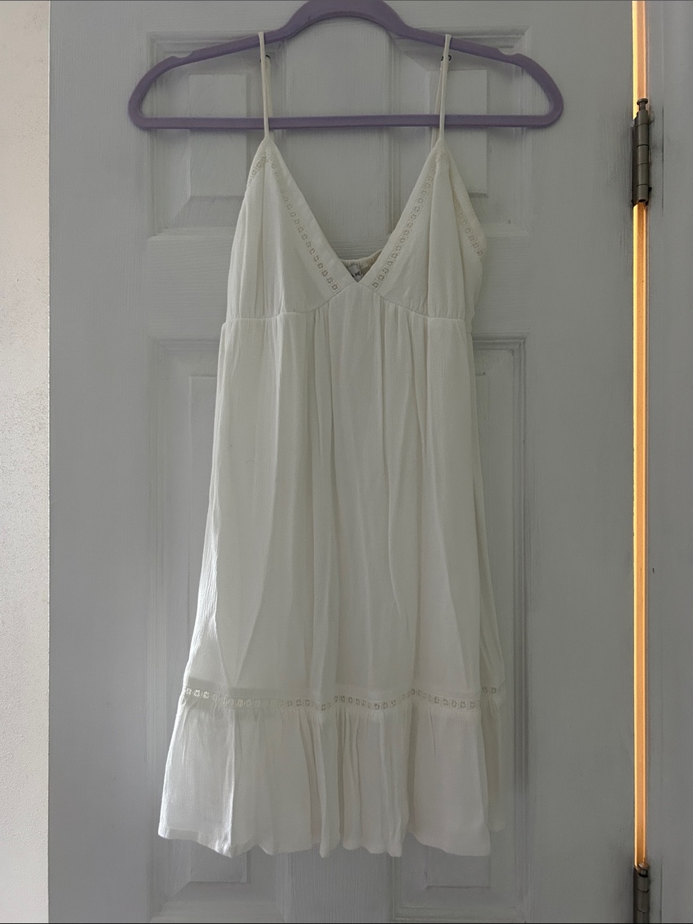 La Hearts White Spaghetti-Strap Babydoll Slip Dress